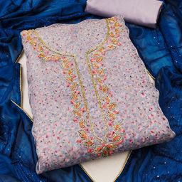 KALINI Embroidered Organza Unstitched Dress Material-image-33