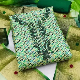 KALINI Ethnic Motifs Beads & Stones Embroidered Pure Cotton Unstitched Dress Material-image-28