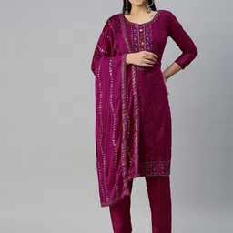 KALINI Sequinned Embroidered Unstitched Dress Material-image-28