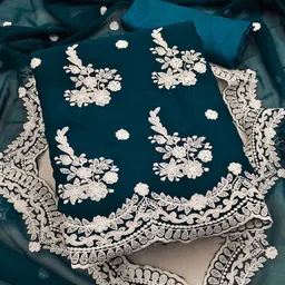 KALINI Silk Georgette Unstitched Dress Material-image-53