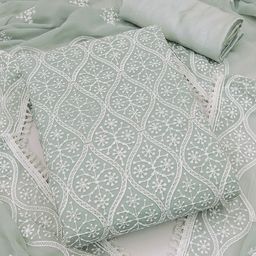 SHADOW & SAINING Embroidered Silk Georgette Unstitched Dress Material-image-72