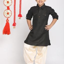 JBN Creation Boys Shirt Collar Pathani Kurta with Pyjamas & Cap-37