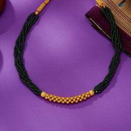 P N GADGIL JEWELLERS Women 22KT Olive Charm Yellow Gold Thushi Necklace 0.86g-image-13