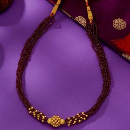 P N GADGIL JEWELLERS Women Rajwadi Yellow 22 Kt Gold Thushi Necklace-20
