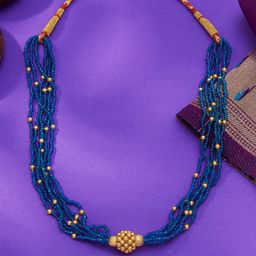 P N GADGIL JEWELLERS Blue Royale Yellow Gold Thushi Necklace For Woman-58