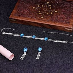 Sukkhi Rhodium-Plated American Diamond Studded Jewellery Set-image-33