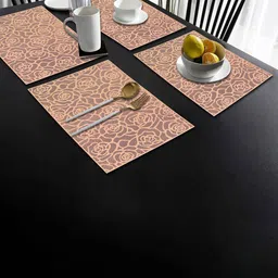 Dakshya Industries Copper Toned 4 Pieces Rectangular Table Placemats-27
