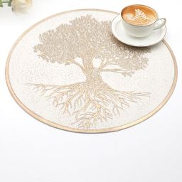 Dakshya Industries Gold Toned 6 Pieces Printed Circular Table Placemats-52