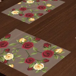 Dakshya Industries Blossom Red & Green 3 Pieces Printed Table Placemats-7