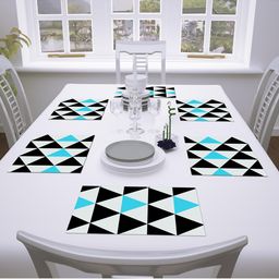 AEROHAVEN Set Of 6 Blue & White Printed Table Placemats-1