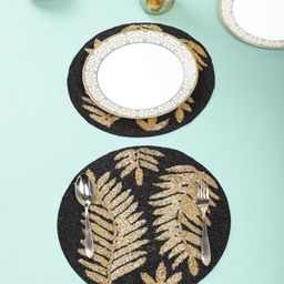 YWULY Black & Yellow Glass Beaded Table Placemats-18