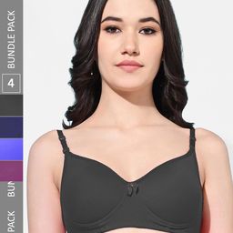 FIMS Pack Of 4 Full Coverage Lightly Padded Everyday Bras With All Day Comfort-picture-26