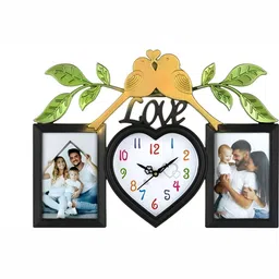 Attractionz Black & White Textured Heart-Shape Analogue Contemporary Wall Clock-image-87