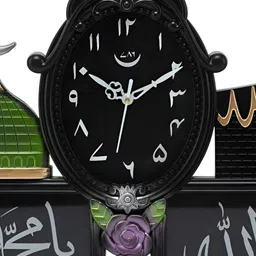 Attractionz Black  & White Oval Shaped Traditional Analogue Wall Clock With Photo Frame-image-43