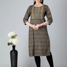 Misbis Abstract Printed Sequnied Straight Kurta-12