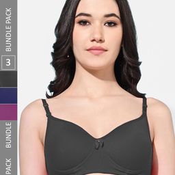 FIMS Pack Of 3 Full Coverage Lightly Padded Everyday Bras With All Day Comfort-11