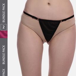 FIMS Pack Of 2 Anti-Microbial Thong Briefs Thong_Panty_BlackPink_FS-image-8