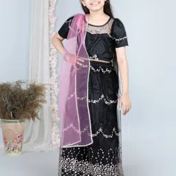Cutiekins Girls Embellished Thread Work Ready to Wear Lehenga & Blouse With Dupatta-picture-16