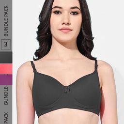 FIMS Pack Of 3 Full Coverage Lightly Padded Everyday Bras With All Day Comfort-16
