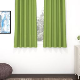 Story@Home Faux Silk Solid Solid 300GSM Green Room Darkening Blackout Window Curtain - Set of 2-image-78
