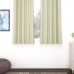 Story@Home Faux Silk Solid Solid 300GSM Beige Room Darkening Blackout Window Curtain - Set of 2-11