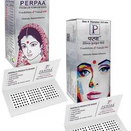 PERPAA Set of 2 Black Velvet Kumkum Bindi Box with 15 Flaps Each - Size 8-29