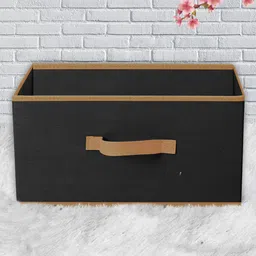 Kuber Industries Set Of 3 Black Solid Multipurposes Rectangular Foldable Storage Box image 3