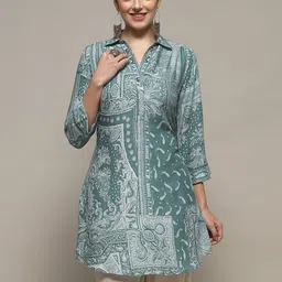 Biba Ethnic Motifs Printed Shirt Collar Straight Kurti-picture-48