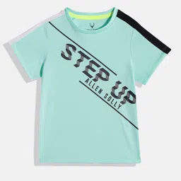 Allen Solly Junior Boys Blue Typography Print Round Neck Regular Sleeves Polyester T-shirt-44
