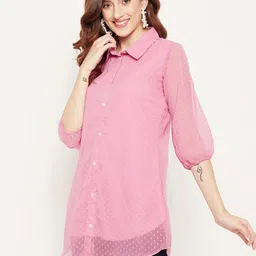 Bitterlime Women Rose Shirt Collar Tunic-image-81