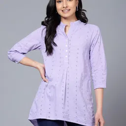 Bani Women Self Design Cotton Mandarin Collar Tunic-55