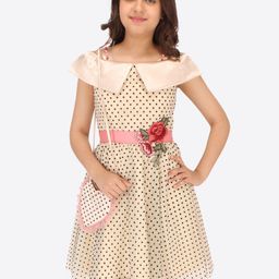 CUTECUMBER Girls Polka Dot Print Applique Net Fit & Flare Dress-picture-14