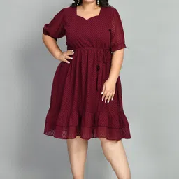 PrettyPlus by Desinoor.com Plus Size Chevron Printed Fit & Flare Dress-image-95