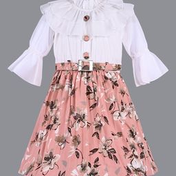 Wish Karo Girls Floral Printed Ruffles Satin Maxi Dress With Belt-image-39