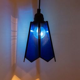 ExclusiveLane Navy Blue  Black Handcrafted Conical Hanging Glass Pendant Lamp-36