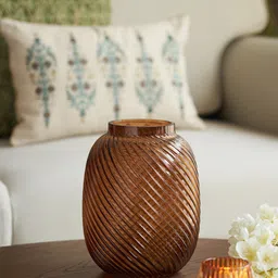 Pure Home and Living Brown Swirl Textured Glass Vase-45