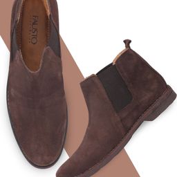 FAUSTO Men Brown Suede Flat Boots-picture-44