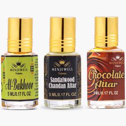Menjewell Unisex Set Of 3 Al Bakhoor Sandalwood Chandan & Chocolate Attar-41