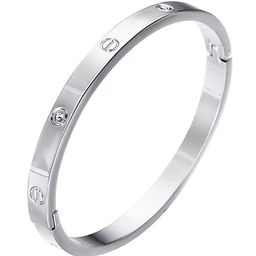 Jewels Galaxy Women Silver-Toned American Diamond Silver-Plated Bangle-Style Bracelet-44