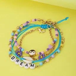 Carlton London Girls Set of 4 Multicoloured Enamelled Gold-Plated Charm Bracelet-2