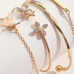 Shining Diva Fashion Women Set Of 4 Crystals Gold-Plated Link Bracelet-13