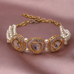 KARATCART Women Kundan Studded Gold-Plated Wraparound Bracelet-44