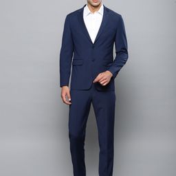 Louis Philippe Permapress Blue Single-Breasted Slim Fit  finest wrinkle free Formal Suit-33