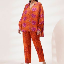 Breathe by Aakanksha Singh Floral Printed V-Neck Cuffed Sleeves Shirt & Trousers-picture-55