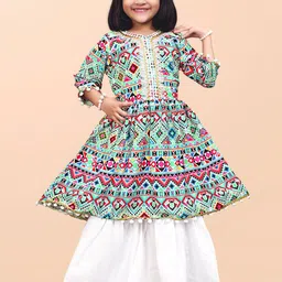 BAESD Girls Geometric Printed Angrakha Anarkali Kurta With Sharara-image-60