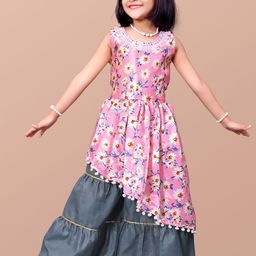 BAESD Girls Floral Printed Sleeveless Kurta with Sharara-image-37