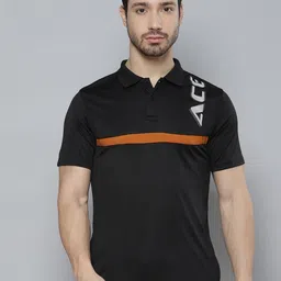 Alcis Men Black Brand Logo Printed Polo Collar T-shirt-image-25
