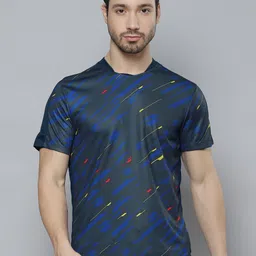 Alcis Men Blue & Yellow Abstract Printed T-shirt-image-66