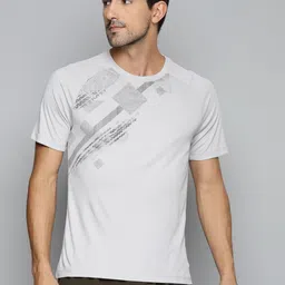 Alcis Men Grey Printed Slim Fit Running T-shirt-image-65