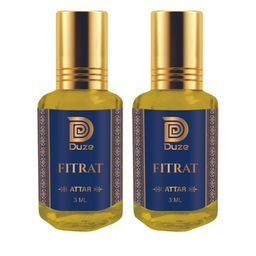 Duze Unisex Set of 2 Natural Fitart Made In Kannauj Sandal Base Attar with roller 6ml-18